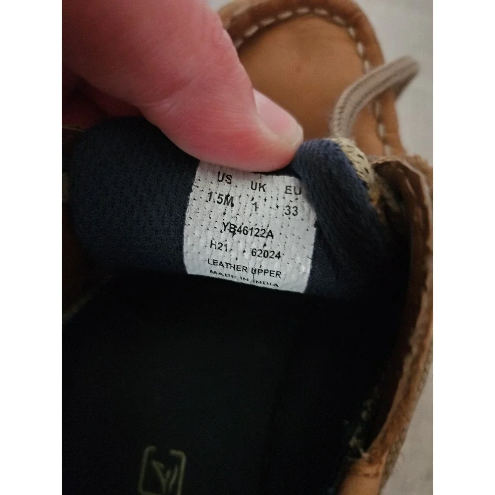 Classic Sperry Kids Brown Leather Mesh Boat Shoes Size 1.5M